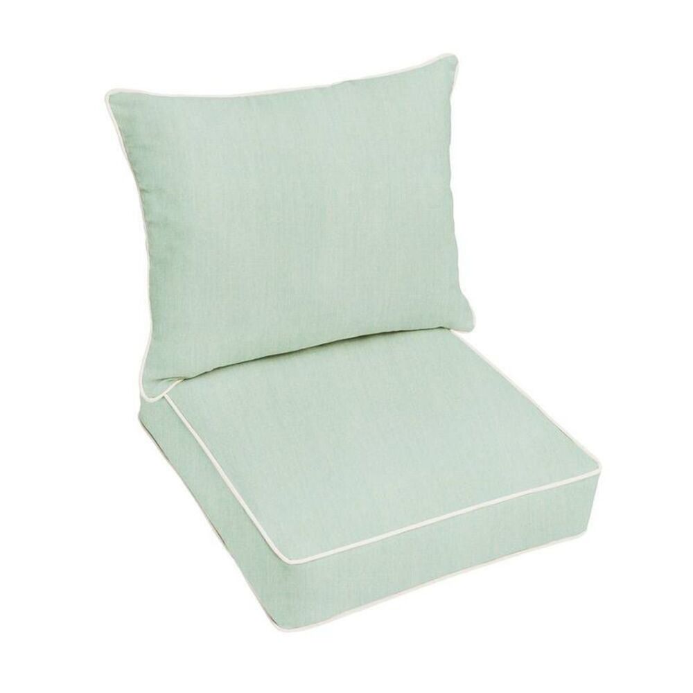 Sunbrella 2pc Outdoor Deep Seat Pillow and Cushion Set Spa Green/Ivory: Fad